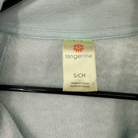 Tangerine Sz Small Sweater Blue 1/2 Zip Terry Cloth Vacation Beach Swim Pullover - Picture 3 of 4